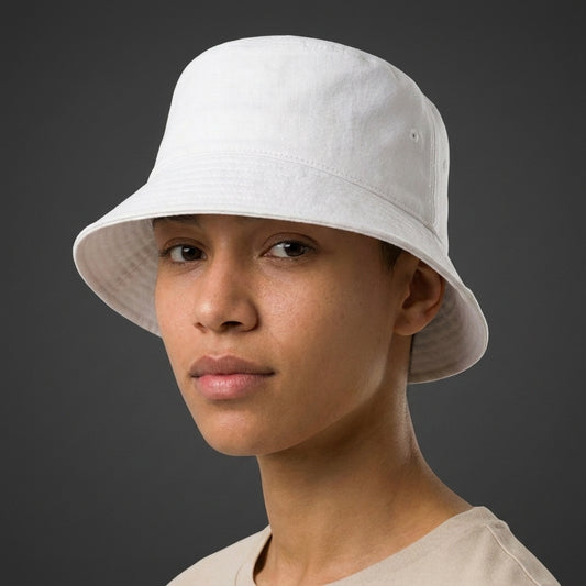 Classic White Bucket Hat – Unisex Cotton Sun Hat