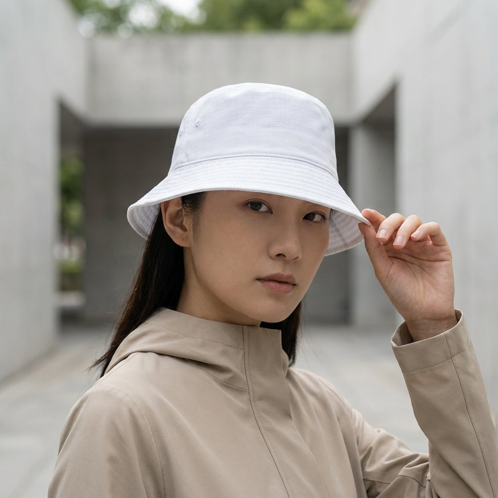 Classic White Bucket Hat – Unisex Cotton Sun Hat